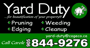 Yard Duty, pruning, weeding, edging, cleanup 905 844-9276